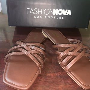 Brown square toe sandals